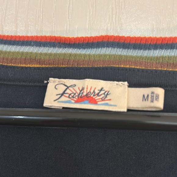 Faherty cotton tee. Deep v neck. - Picture 2 of 5